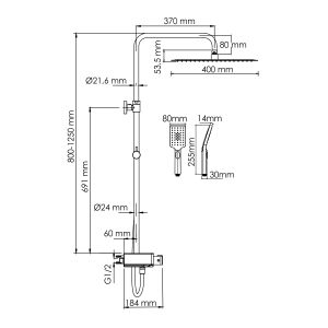 Душевой комплект WasserKRAFT A113.119.126.CH Thermo хром