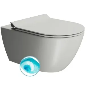 GSI Pura Унитаз подвесной 55x36 см безободковый, смыв swirlflush, с крепежом, цвет: cenere opaco 8815FR217