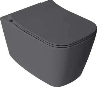 Подвесной унитаз Isvea Vea Cubo 10VA02001SV-2C безободковый антрацит матовый Подвесной унитаз Isvea Vea Cubo 10VA02001SV-2C безободковый антрацит матовый