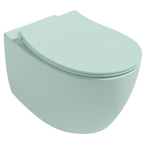 Подвесной унитаз Isvea Sentimenti Neo 10AR02010SV-2T безободковый крышка микролифт мятно-зелёный матовый