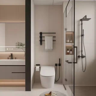 Полотенцесушитель электрический AQUAme AQM3113MB 52x38 см c терморегулятором чёрный матовый