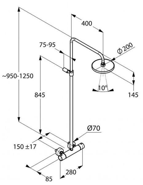 Душевая стойка Kludi A-QA Mono shower system с термостатом хром 6608105-00
