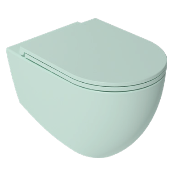 Подвесной унитаз Isvea Infinity 10NF02001SV-2T безободковый крышка микролифт мятно-зелёный матовый