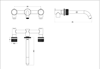 Смеситель для раковины Boheme из стены STICK DIAMOND на 3 отв. Nickel Brush никель