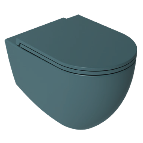 Подвесной унитаз Isvea Infinity 10NF02001SV-2P безободковый крышка микролифт изумрудный матовый