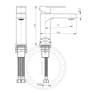Смеситель для раковины Filarete Retta FL5030BG графит
