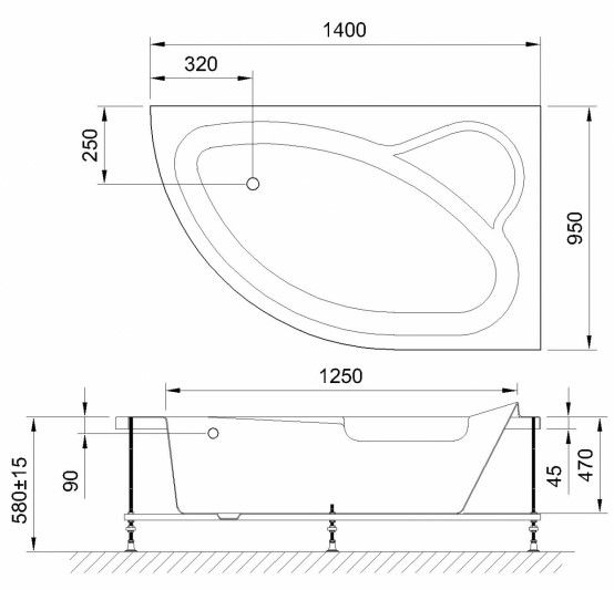 Гидромассажная ванна Royal Bath Alpine De Luxe 140x95см правая белый RB819103DL-R
