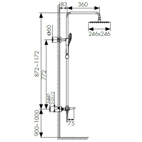 Душевая стойка KAISER Cezar 05282 Душевая стойка KAISER Cezar 05282
