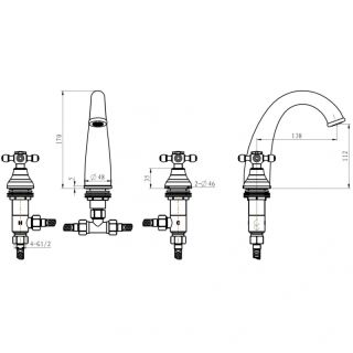 Смеситель для раковины Boheme Crystal золото 297-CRST