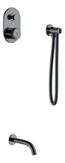 Смеситель встроенный Boheme + излив + держатель лейки + шланг TECH Shine Gun Metal графит