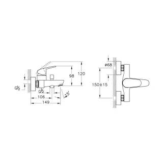 Смеситель для ванны VitrA Flow Round (Флоу Раунд) A43057EXP1 хром