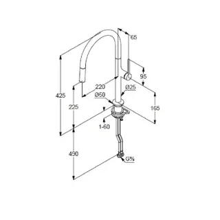 Смеситель для кухни Kludi Reef 50851N175 с выдвижным изливом брашированная бронза