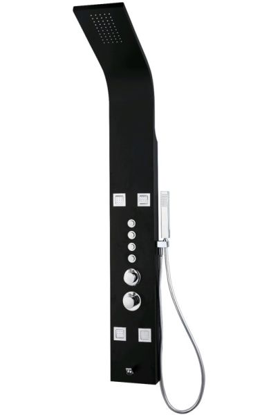 Душевая панель Denberg LT-204 с термостатом чёрный матовый