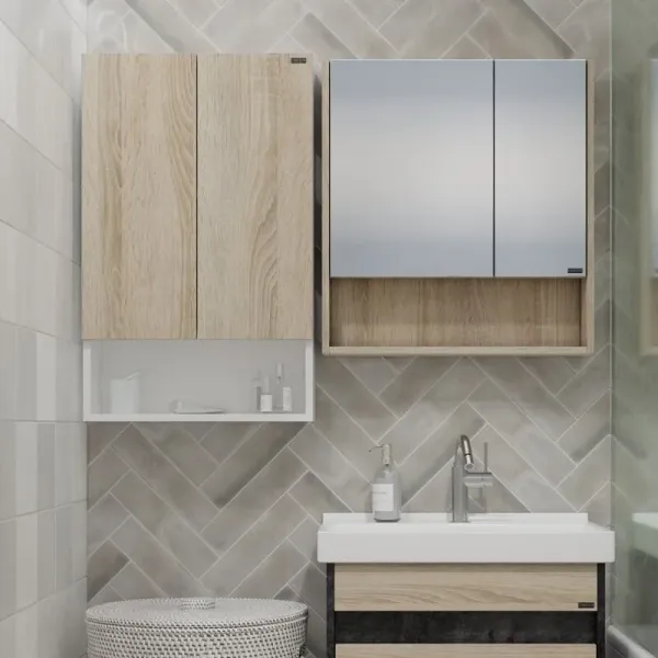 Шкаф Санта Мира 700470 над стиральной машиной 50 см разобранный янтарный/белый