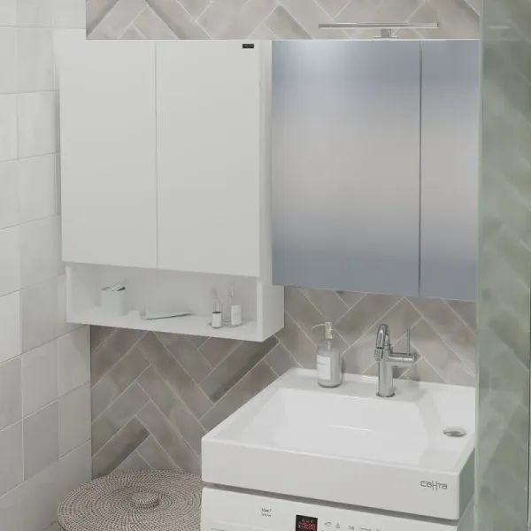 Шкаф Санта Мира 700468 над стиральной машиной 60 см разобранный белый