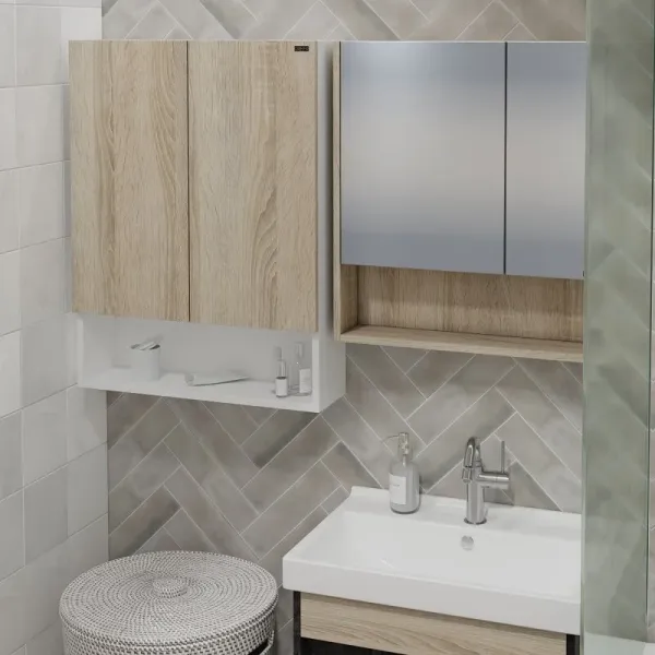 Шкаф Санта Мира 700471 над стиральной машиной 60 см разобранный янтарный/белый