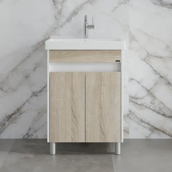 Напольная тумба под раковину Санта Мира 700473 60 см янтарный/белый