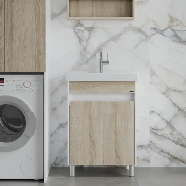 Напольная тумба под раковину Санта Мира 700473 60 см янтарный/белый