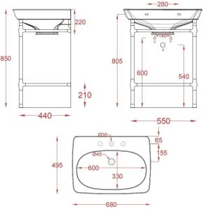 Раковина ArtCeram Civitas CIL001 34 00 серая 68 см