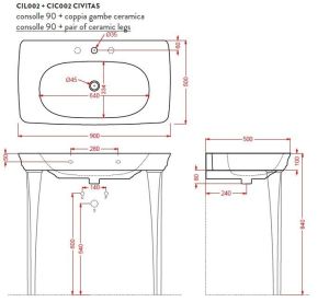Раковина ArtCeram Civitas CIL002 01 00 *1 белая 90 см