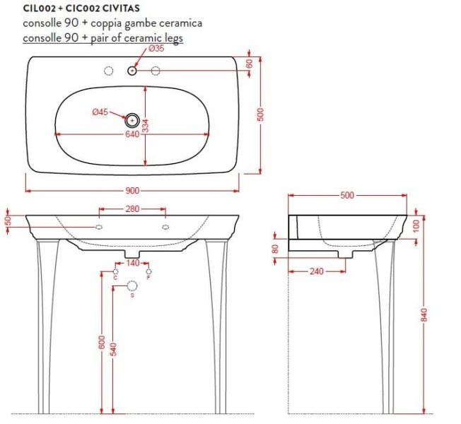 Раковина ArtCeram Civitas CIL002 01 00 *1 белая 90 см Раковина ArtCeram Civitas CIL002 01 00 *1 белая 90 см