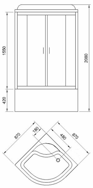 Душевая кабина Royal Bath Eko стекло чёрное/прозрачное 90x90см RB-ЕКО90ВК-ВТ