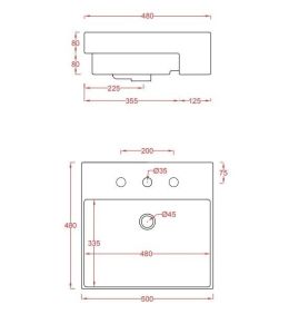 Раковина ArtCeram QUADRO Semincasso QUL004 01 00 белая 48 см