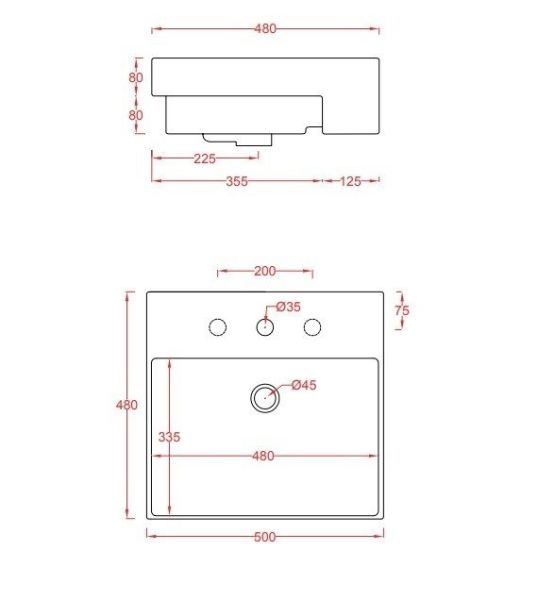 Раковина ArtCeram QUADRO Semincasso QUL004 01 00 белая 48 см
