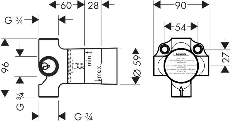 Скрытая часть Hansgrohe Quattro 15930180 Скрытая часть Hansgrohe Quattro 15930180
