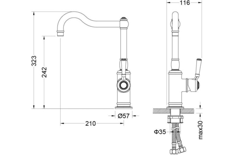 Смеситель для кухни Aquatek Классик AQ1580CR хром