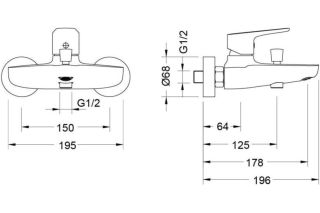 Смеситель для ванны Aquatek Бетта AQ1140CR хром