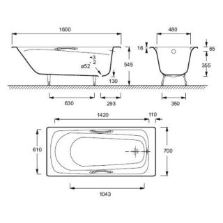 Чугунная ванна  Jacob Delafon  MELANIE E2935-00 160 x 70