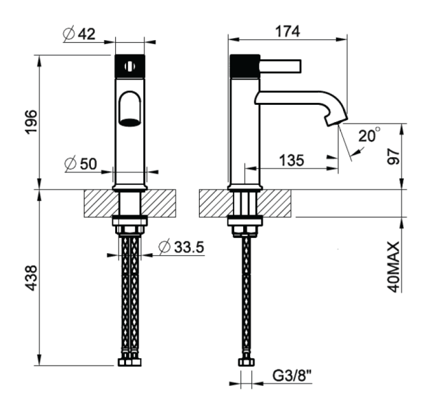 Смеситель для раковины Gessi Inciso 58002.707 чёрный брашированный