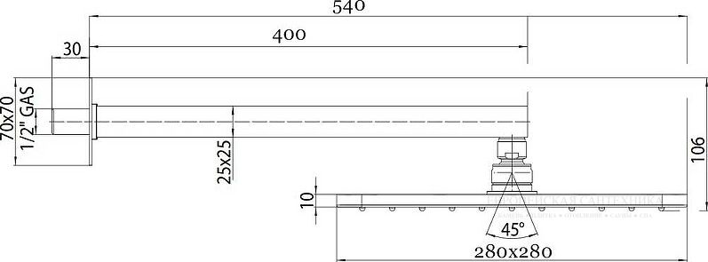 Верхний душ Bossini Cosmo H69598I.030 28 см хром