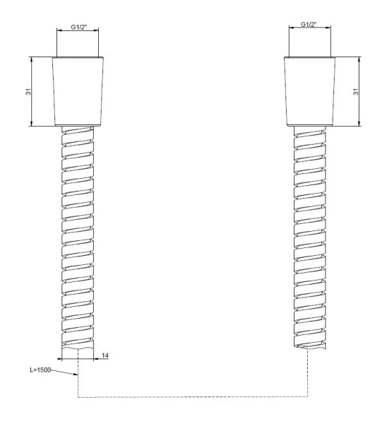 Душевой шланг двойной фальцовки Gessi Technical Accessories 01724.031 150 см хром