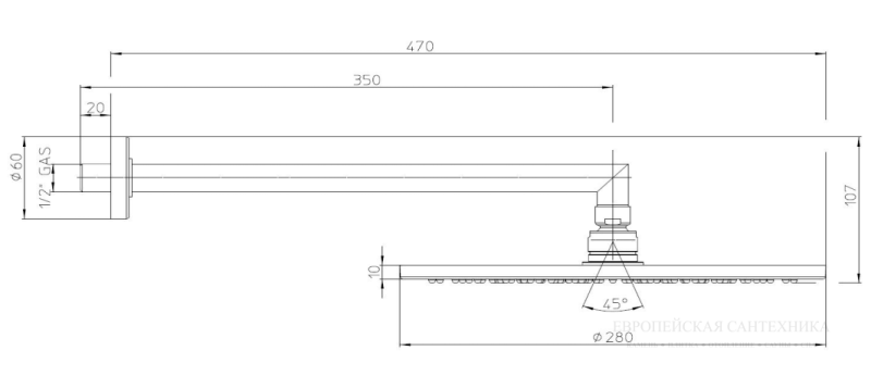 Верхний душ Bossini Cosmo H70596H.030 28 см хром