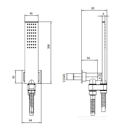 Душевая лейка Bossini C13 Flat One C13011.073 чёрный матовый