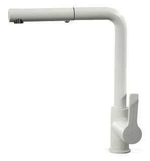 Смеситель для кухни Carlo Frattini Kitchen F7029WOTBS с выдвижной лейкой белый матовый