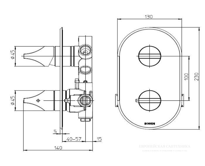 Встраиваемый смеситель для душа Bossini Apice Z00500.073 с термостатом чёрный матовый