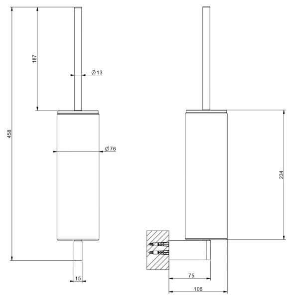 Ёршик для унитаза Gessi Inciso 66420.727 чёрный/брашированная латунь