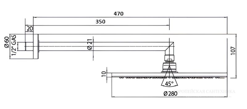Верхний душ Bossini Cosmo H70596I.030 28 см хром