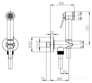 Гигиенический душ Bossini Apice CE4002B.030 хром