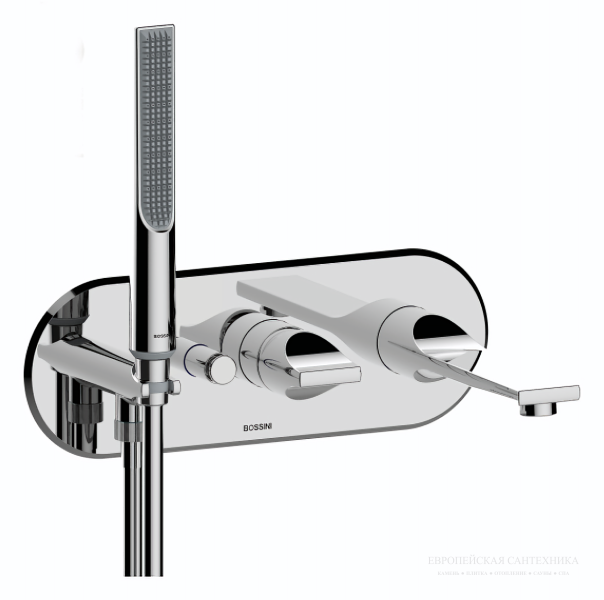 Встраиваемый смеситель для ванны Bossini Apice Z00555.030 с кнопочным переключением на 2 выхода хром