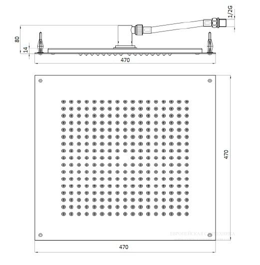 Верхний душ Bossini Dream-Cube Flat H38459.030 47 см хром