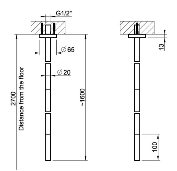 Излив потолочный Gessi Flessa 54099.707 чёрный брашированный