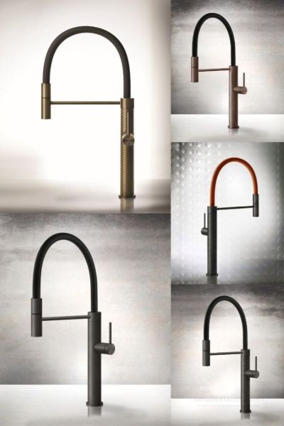 Смеситель для кухни Gessi 316 60012.727 с выдвижным изливом брашированная латунь