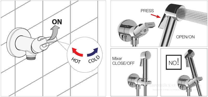 Гигиенический душ Bossini Mono Paloma Flat Mixer Set E34003.030 хром