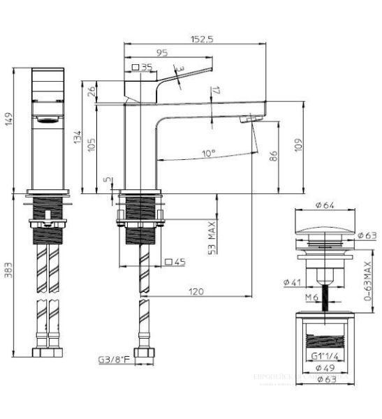 Смеситель для раковины Bossini Aki-M Z00707.030 хром