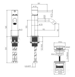 Смеситель для раковины Bossini Teo-M Z00701.043 сатинированное золото