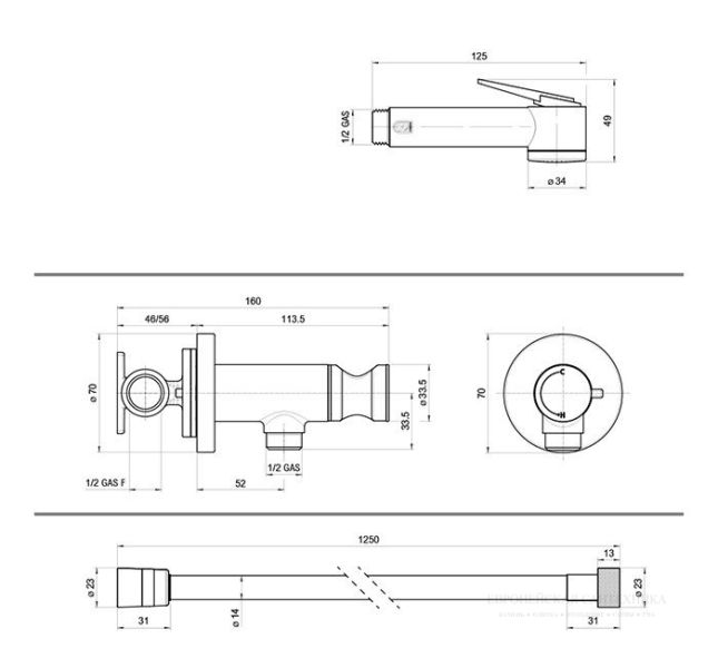 Гигиенический душ Bossini Paloma Flat E37015.030 хром